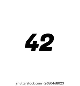 Estilizado diseño de logotipo número 42, símbolo de tipografía gráfica negra aislado sobre fondo blanco. Ilustración vectorial minimalista de 42 cuarenta y dos signos para proyectos modernos de marca y diseño