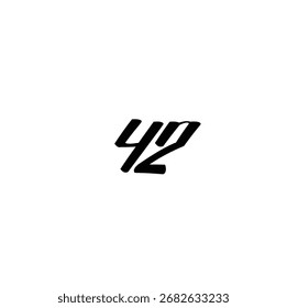 Estilizado diseño de logotipo número 42, símbolo de tipografía gráfica negra aislado sobre fondo blanco. Ilustración vectorial minimalista de 42 signos para proyectos modernos de marca y diseño