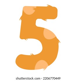 Stylized number 5 with print. Suitable for greeting cards, banners, flyers, postcards, birthday party designs