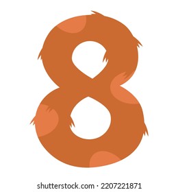 Stylized number 8 with print. Suitable for greeting cards, banners, flyers, postcards, birthday party designs