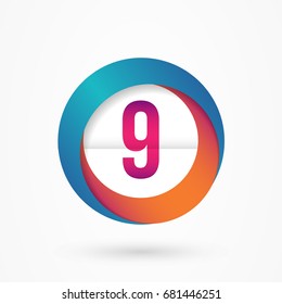 stylized number 9 design template