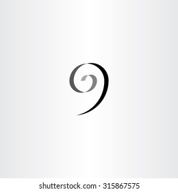 stylized number 9 nine black spiral icon logo