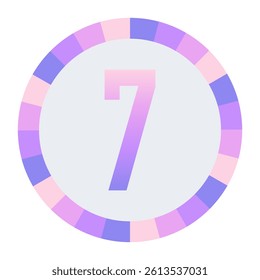 Stylized number “7” in Purple-Pink Gradient with Pastel Pink-Blue Ring on Dark Background