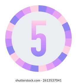 Stylized number “5” in Purple-Pink Gradient with Pastel Pink-Blue Ring on Dark Background