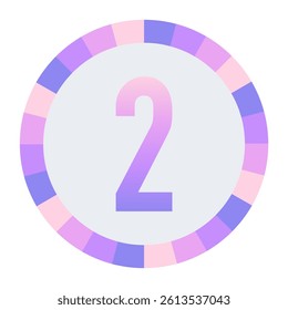 Stylized number “2” in Purple-Pink Gradient with Pastel Pink-Blue Ring on Dark Background