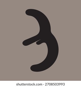 Stylized number three in black on a gray background, simple and modern