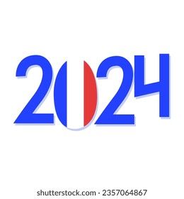 Stylized numbers of the year 2024 under the flag of France