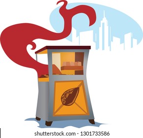 A stylized NYC nut stand in vector form