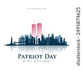 Stylized NYC skyline with Twin Towers for Patriot Day remembrance