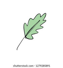 Stylized oak leaf one line art. Contour simple drawing. Minimalism modern art decor
