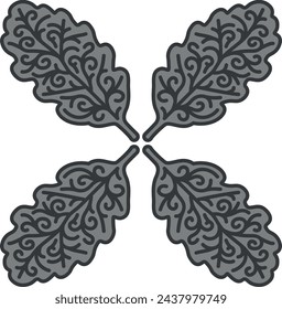 Stylized oak leaf pattern symbolizes nature, forest, and tranquility. Represents strength, endurance, and longevity. Ideal for nature-themed decor. 