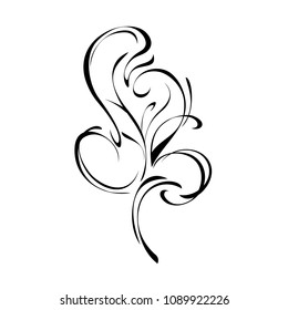 stylized oak leaf in smooth black lines on a white background