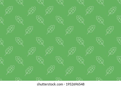 stylized oak leaves on a green background vector seamless pattern