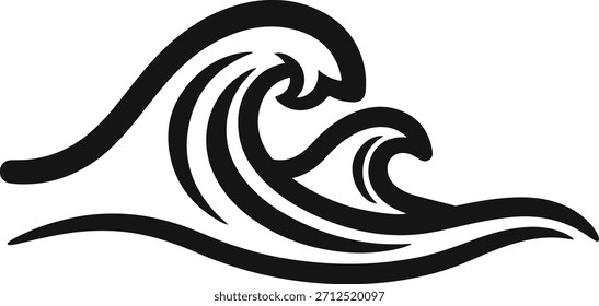 Símbolo estilizado del ícono de la Ilustración vectorial del elemento de Diseño gráfico de las olas del océano