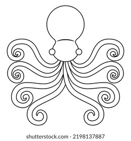 Stylized Octopus. Black And White Linear Silhouette. Ancient Greek Animal Design. Symmetrical Marine Emblem.