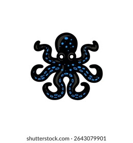 Stylized octopus floats cartoon style ocean setting art