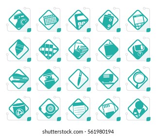 Stylized Office tools icons -  vector icon set 3