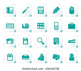 Stylized Office tools Icons - vector icon set 3