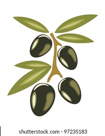 Stylized olive branch symbol, icon isolated vector illustration on a white background