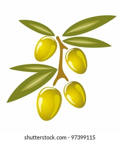 Stylized olive branch symbol, icon isolated vector illustration on a white background