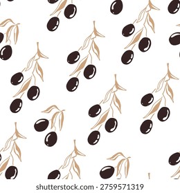 Stylized olive branches seamless
