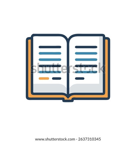 Stylized open book illustration with lined pages vector graphic