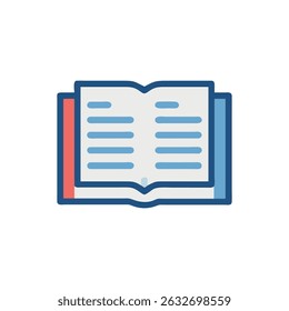 Stylized open book with lines on pages illustration