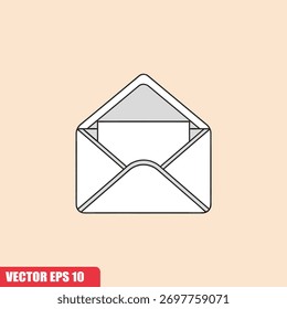 Envelope aberto estilizado com carta, linhas limpas e design moderno