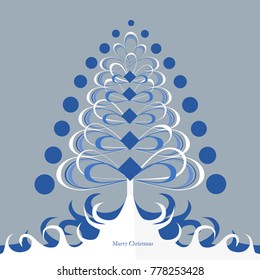 Stylized openwork Christmas tree with curls