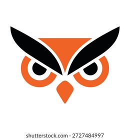 Icono estilizado del elemento del diseño del logotipo de la cara del búho naranja y negro