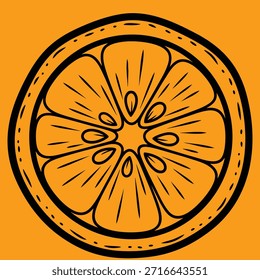 Icono de sección transversal naranja estilizado para la industria de jugos y bebidas
