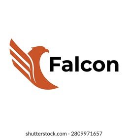 A stylized orange falcon bird with outstretched wings next to the word Falcon in black text on a clean white background