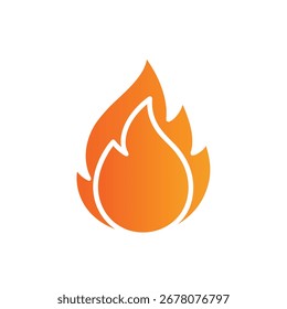 Icono de llama naranja estilizado con contorno blanco sobre fondo blanco