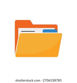 A stylized orange folder icon with a blue tab and subtle gradient fill, perfect for digital organization and data management concepts.