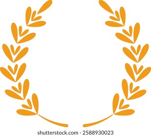 Stylized orange laurel wreath creating a circular shape on a white background, symbolizing victory, achievement, and celebration, perfect for award and recognition themes