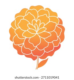 Stilisierte Orange Ringelblume Blume Vektor mit Blatt und Stiel