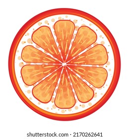 Ilustración estilizada de corte naranja aislada en fondo blanco. Fruta de cítricos jugosos de moda. Arte vectorial contemporáneo. Bienestar y alimentación saludable