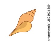 Stylized Orange Spiral Seashell Vector Icon for Tropical Ocean and Beach Design