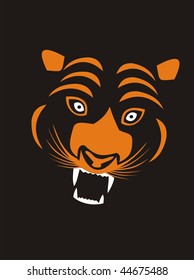 Stylized orange tiger on a black background