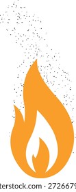 Llama de fuego anaranjada y amarilla estilizada con las brasas flotantes para el concepto caliente de la energía y del calor