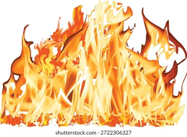 Stilisierte orangefarbene und gelbe Flamme, grafischer weißer Hintergrund