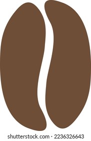 Stylized Organic Shaped Brown Coffee Bean Icon. Vector Image.
