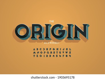 Stylized origin alphabet font vector