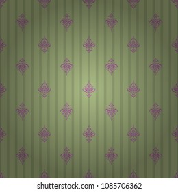 Stylized ornament. Vector glitter textured seamless pattern with violet and pink elements. Perfect for holidays.