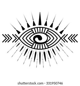 Stylized ornamental eye. Tribal style. Tattoo element