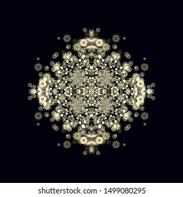 Stylized ornamental floral composition on dark background