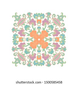 Stylized ornamental floral composition on white background