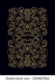 Stylized ornamental floral composition on dark background
