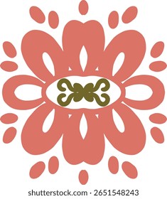 Flor ornamental estilizada com formas de coração simétricas — perfeita para marca, envoltórios de presentes e mercadorias criativas