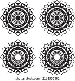Conjunto de vectores de mandala ornamental estilizado